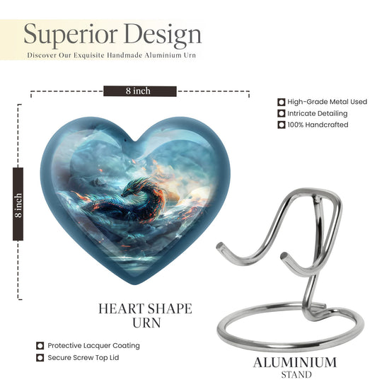 Heart shaped dragon urn