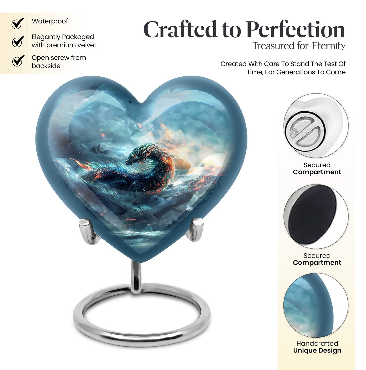 Heart shaped dragon urn
