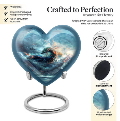 Heart shaped dragon urn