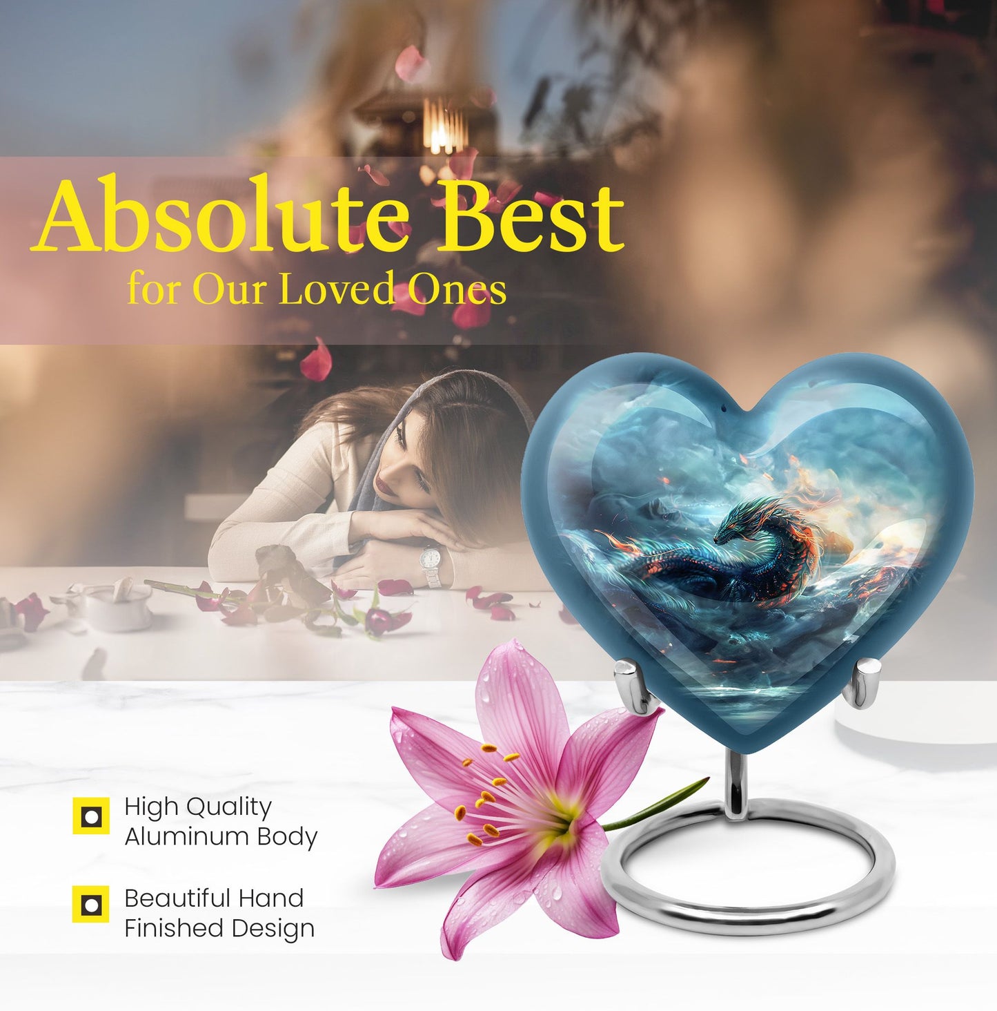 Heart shaped dragon urn