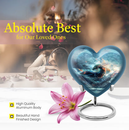 Heart shaped dragon urn