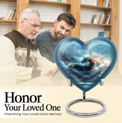 Heart shaped dragon urn