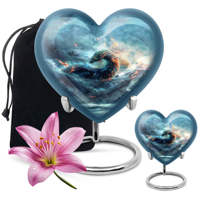 Heart shaped dragon urn