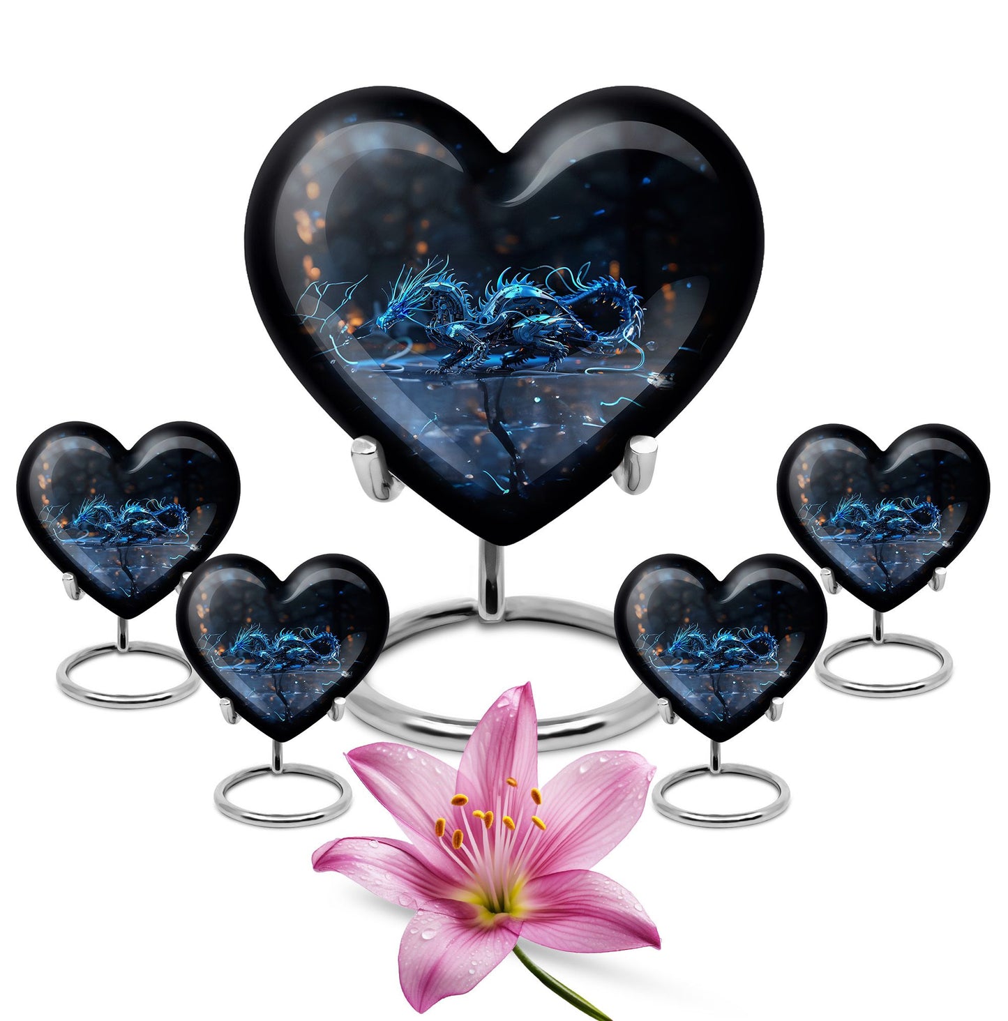 Blue Personalized Beach Cremation Urn for Human Ashes - 10-inch, 200 cu in - Yatskia