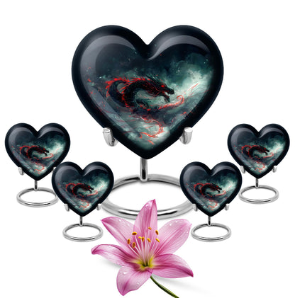 Heart shaped dragon urn