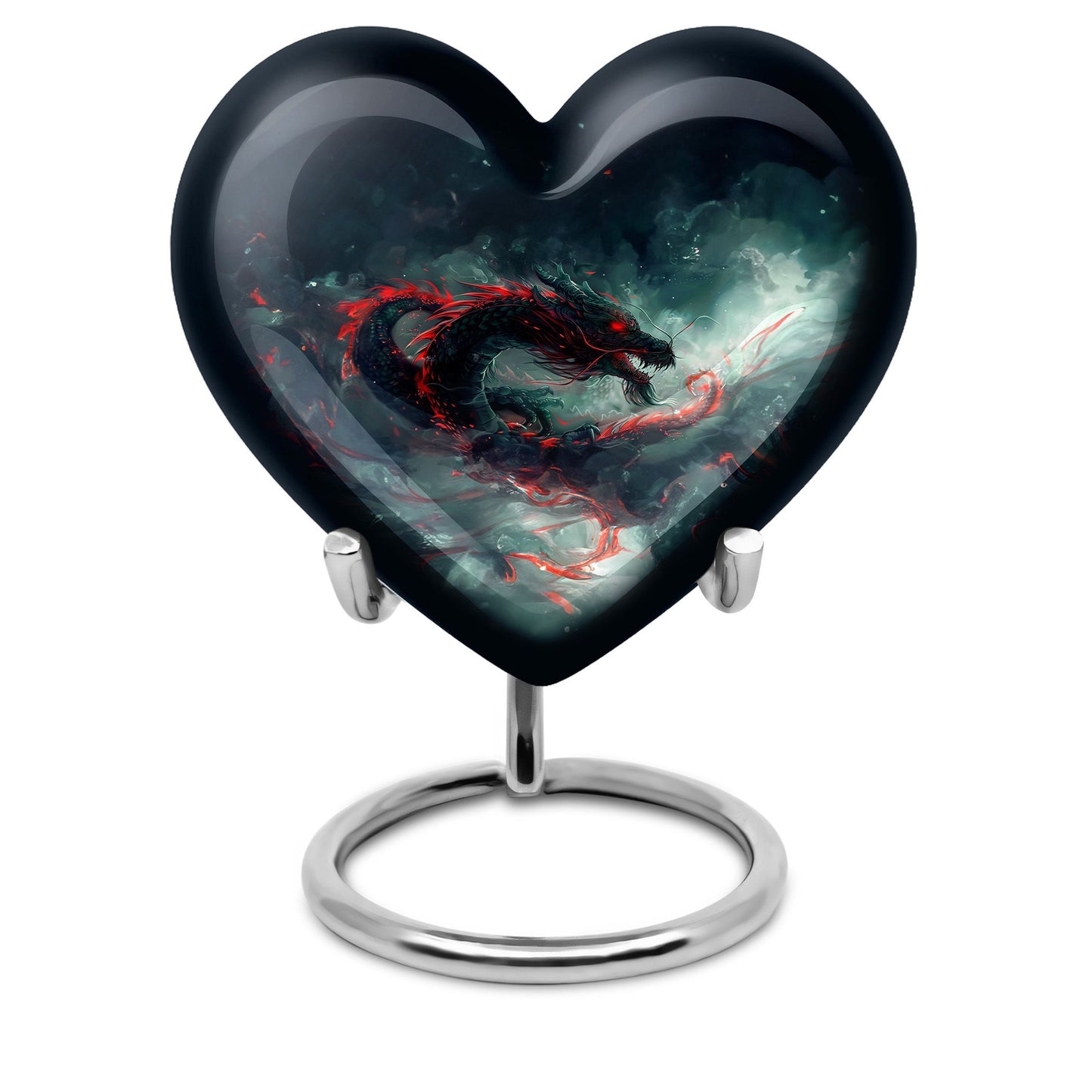 Heart shaped dragon urn