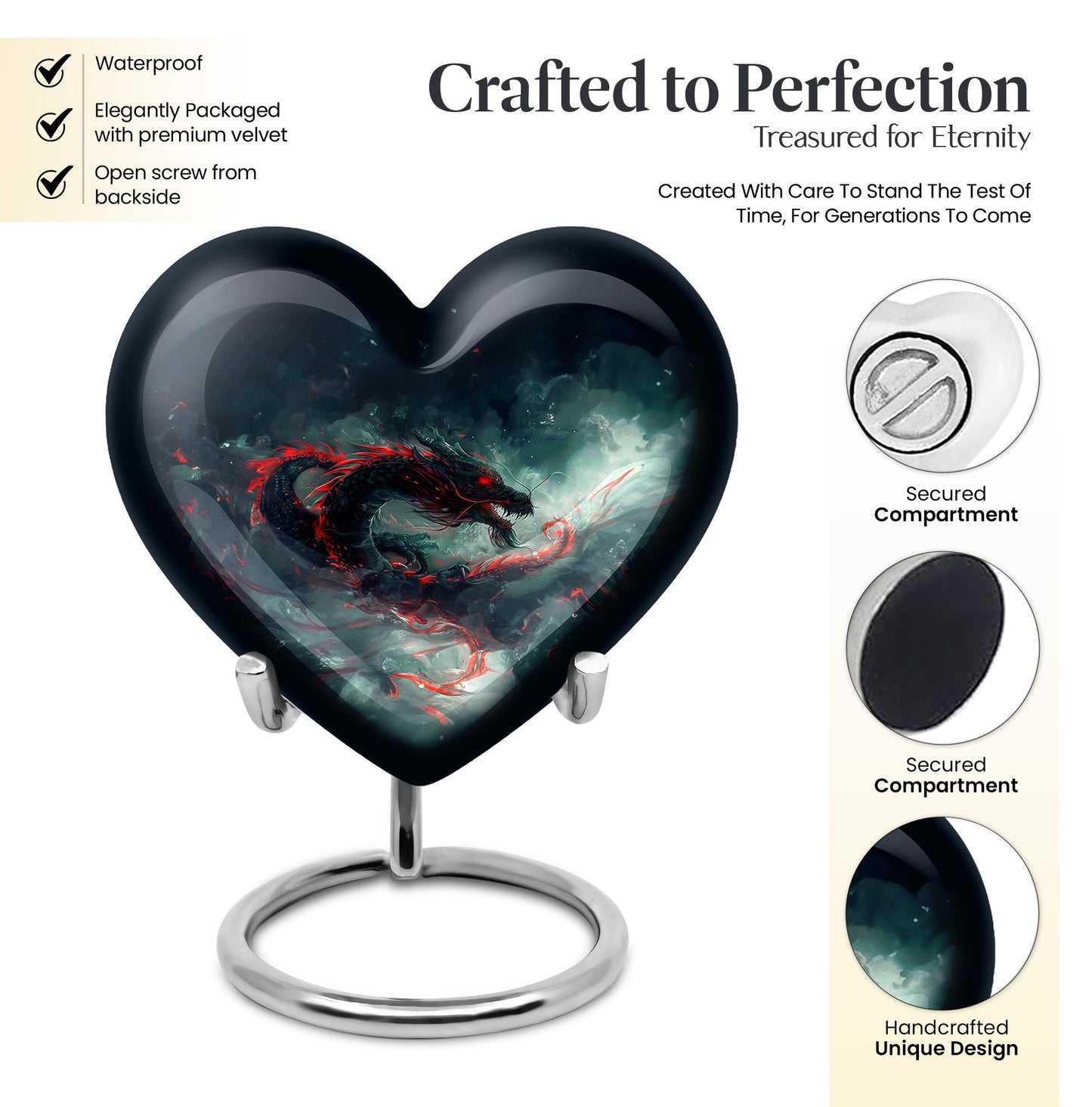 Heart shaped dragon urn