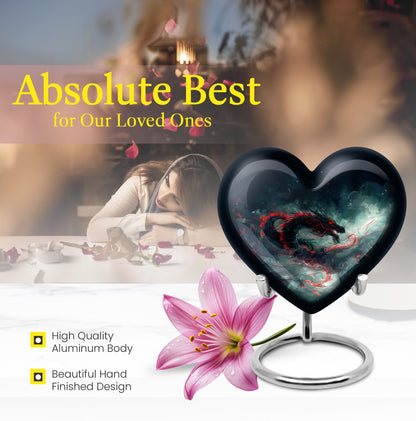 Heart shaped dragon urn