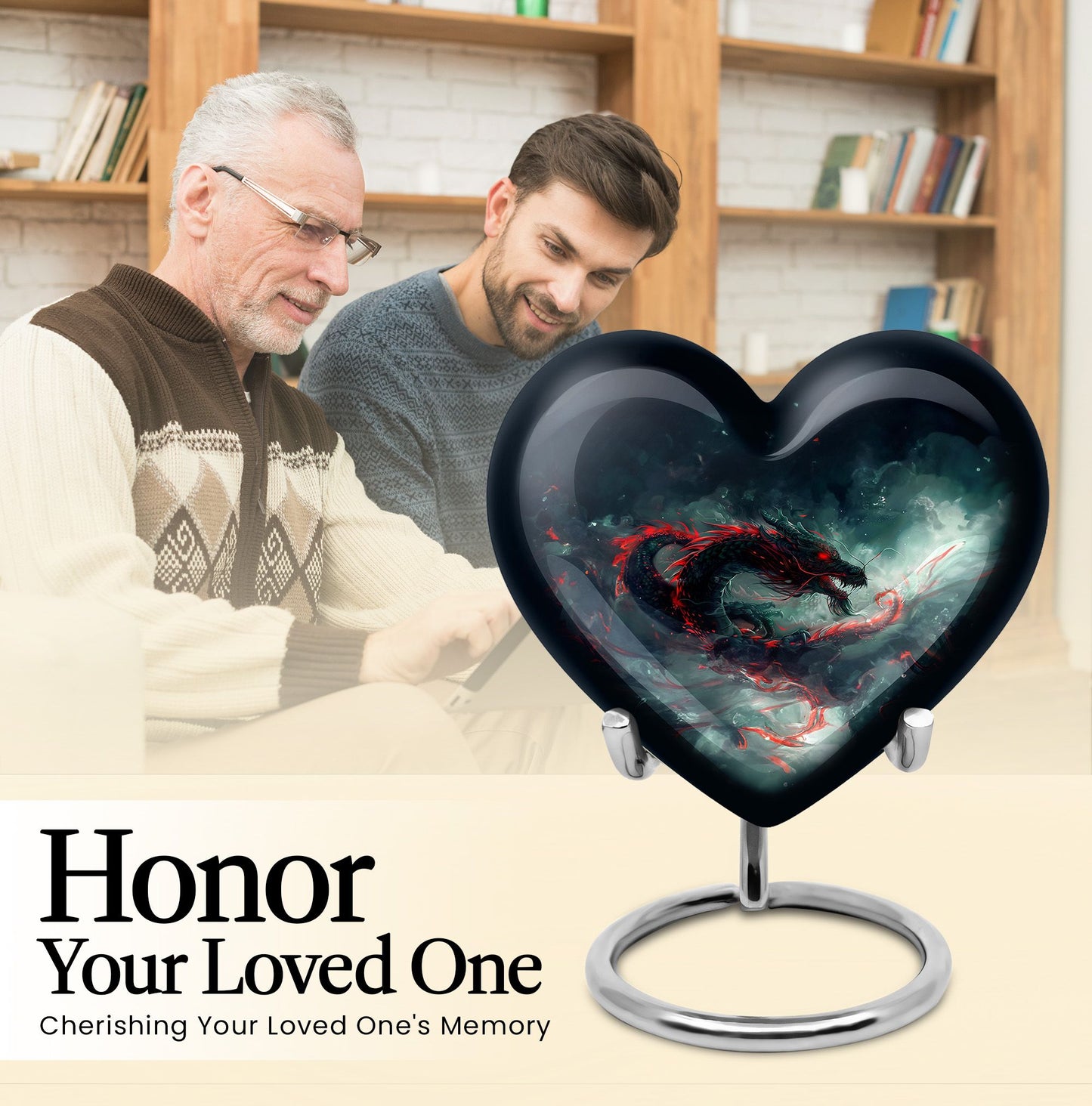 Heart shaped dragon urn