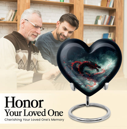 Heart shaped dragon urn