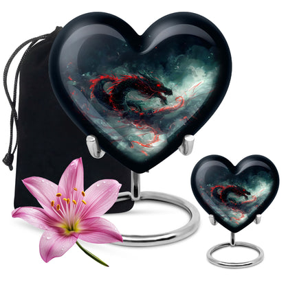 Heart shaped dragon urn