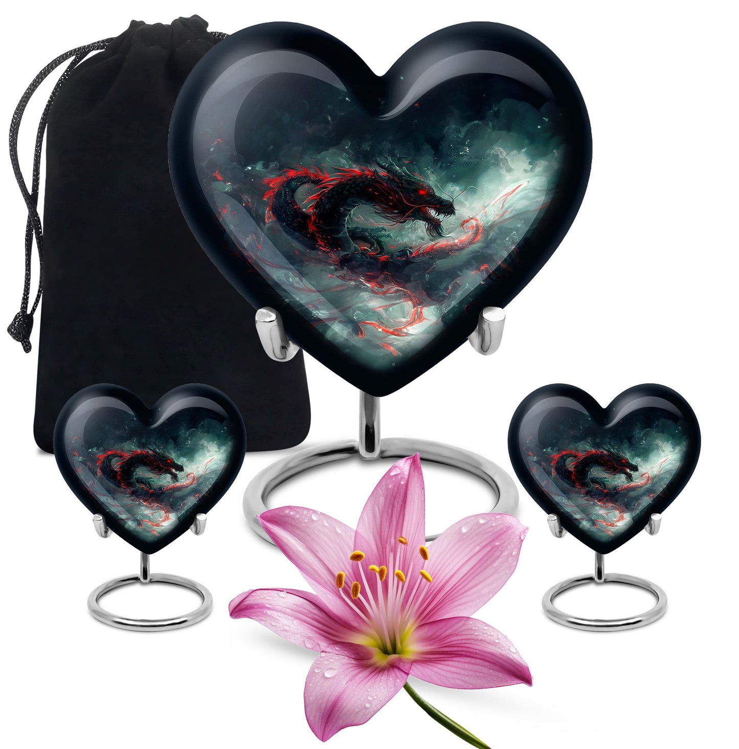 Heart shaped dragon urn