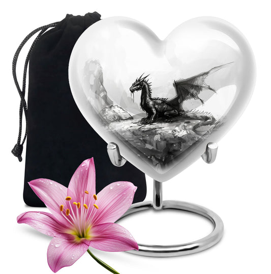 Heart Design Dragon Urn