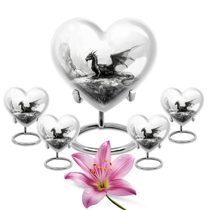 Heart Design Dragon Urn