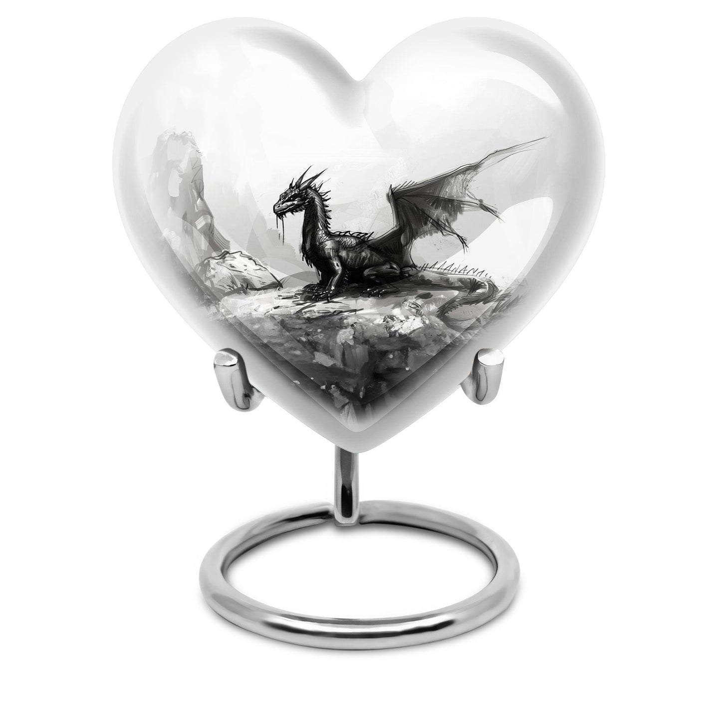 Heart Design Dragon Urn