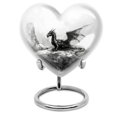Heart Design Dragon Urn