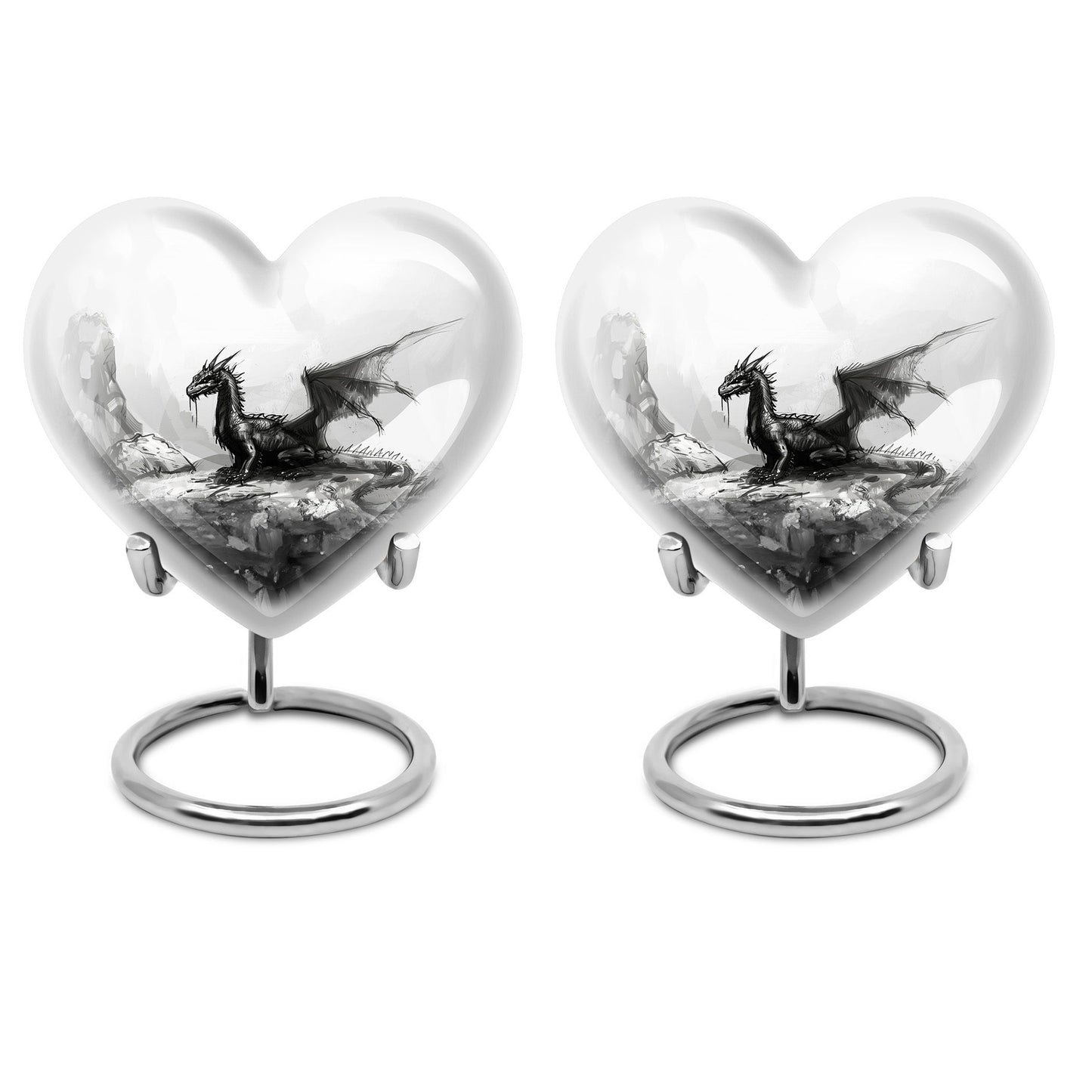 Heart Design Dragon Urn