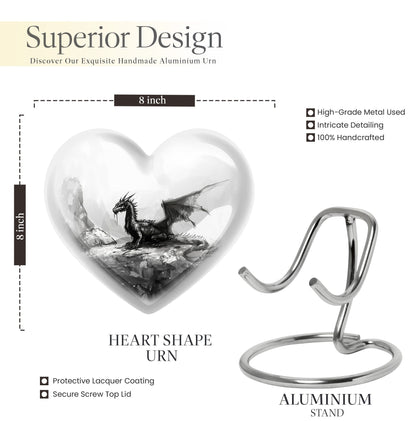 Heart Design Dragon Urn