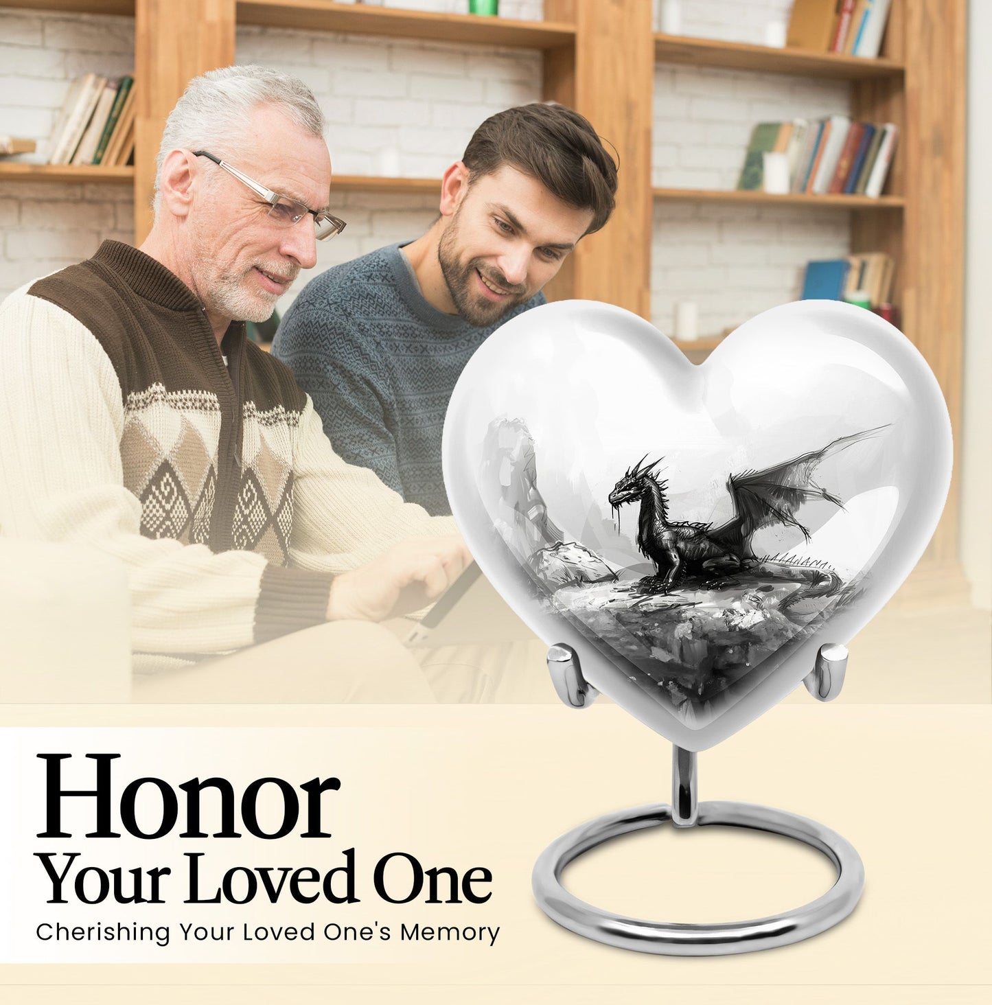 Heart Design Dragon Urn