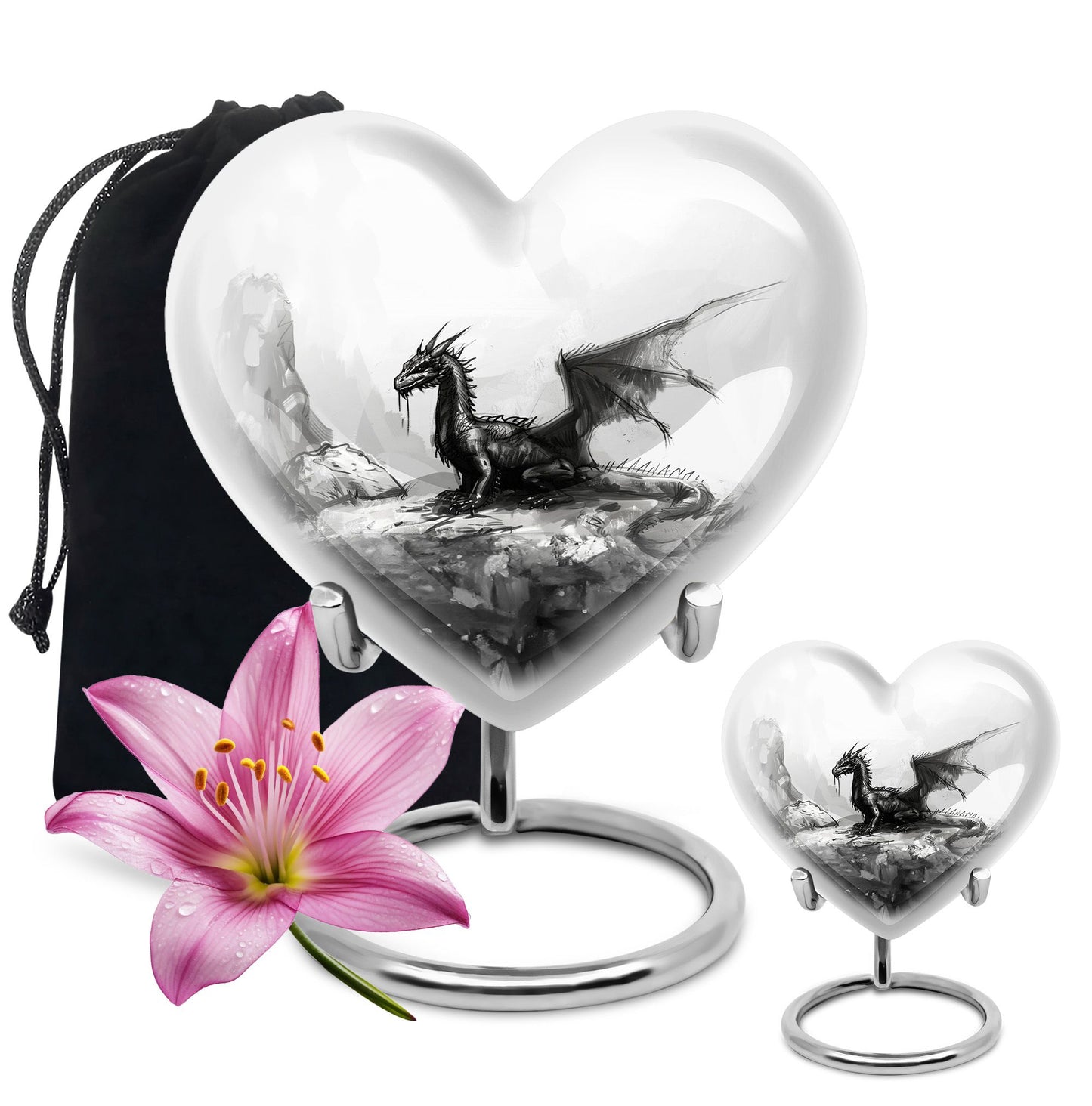 Heart Design Dragon Urn
