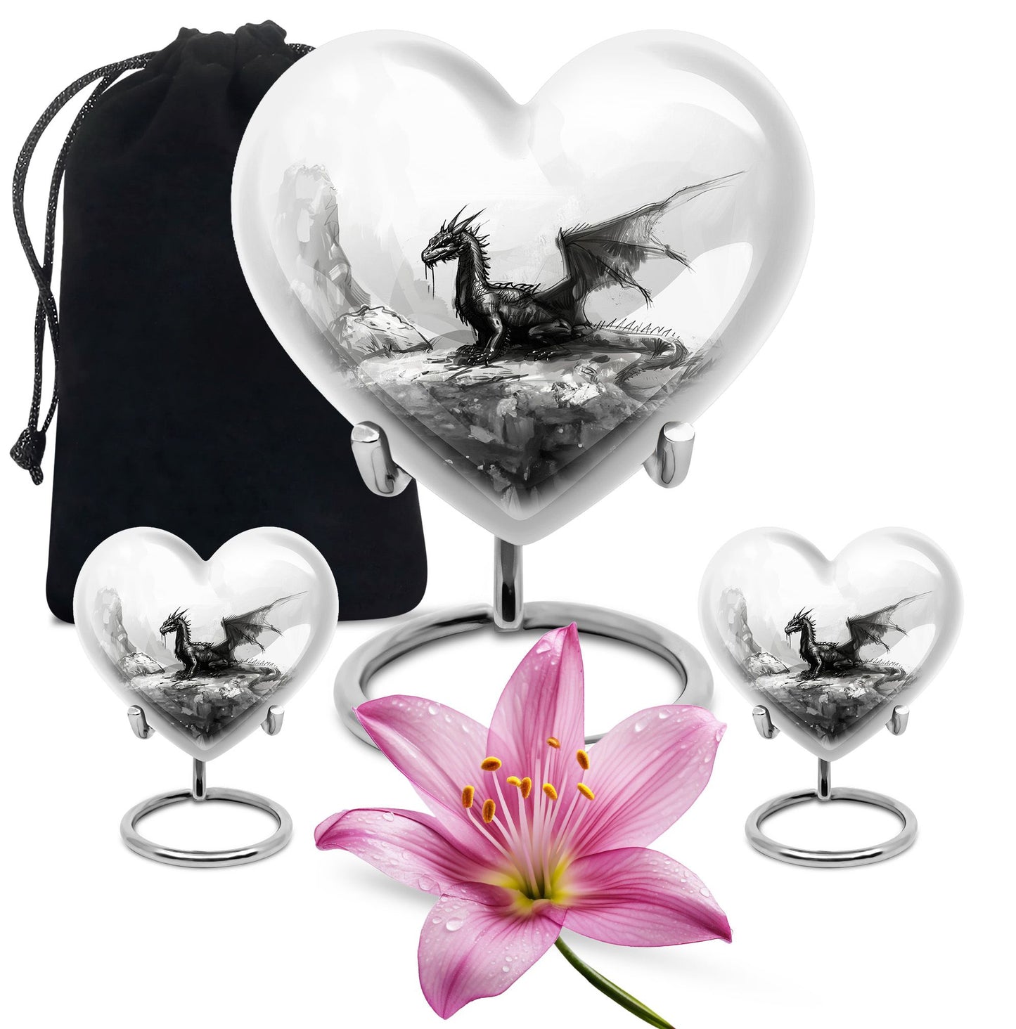 Heart Design Dragon Urn
