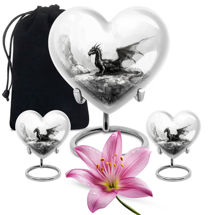 Heart Design Dragon Urn
