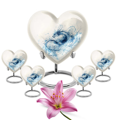 Abstract themed 10-inch heart design dragon urn for memorial, customized engraving, in aluminium