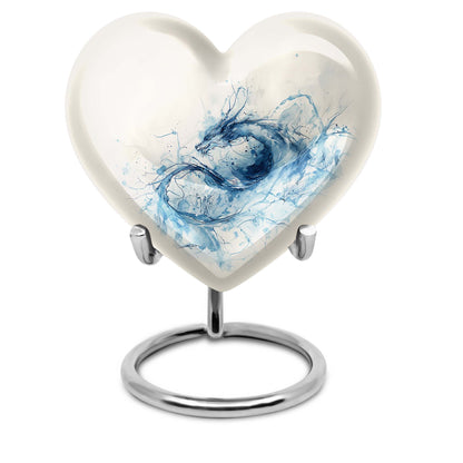 Abstract themed 10-inch heart design dragon urn for memorial, customized engraving, in aluminium