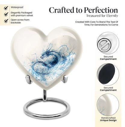 Abstract themed 10-inch heart design dragon urn for memorial, customized engraving, in aluminium
