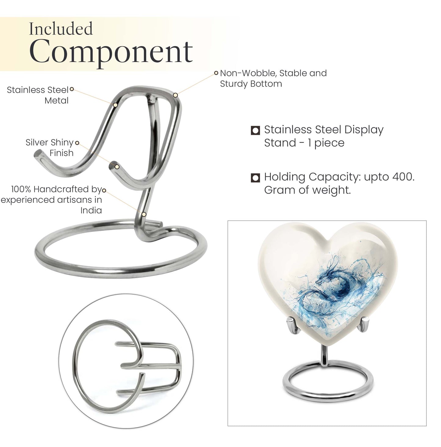 Abstract themed 10-inch heart design dragon urn for memorial, customized engraving, in aluminium