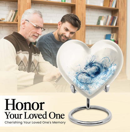 Abstract themed 10-inch heart design dragon urn for memorial, customized engraving, in aluminium