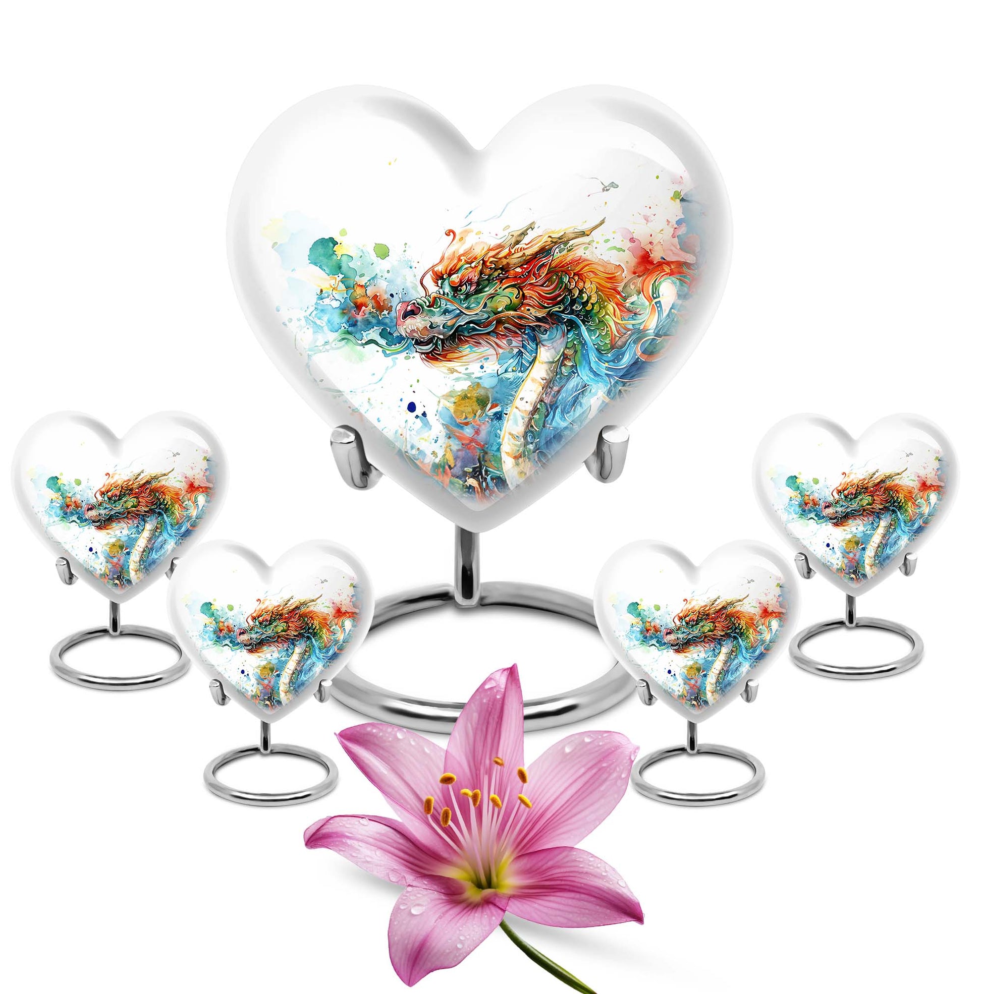 heart-shaped dragon urn