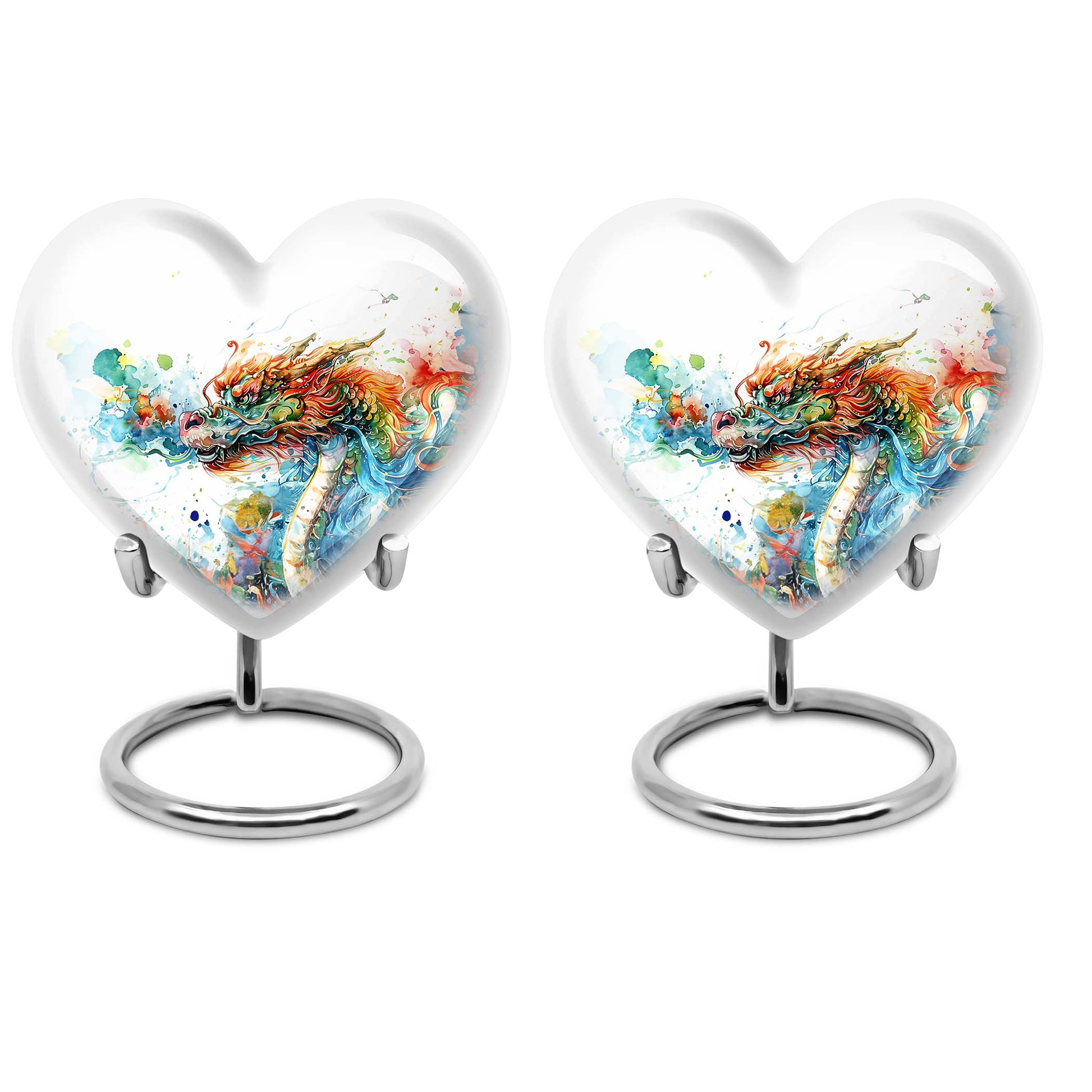 heart-shaped dragon urn