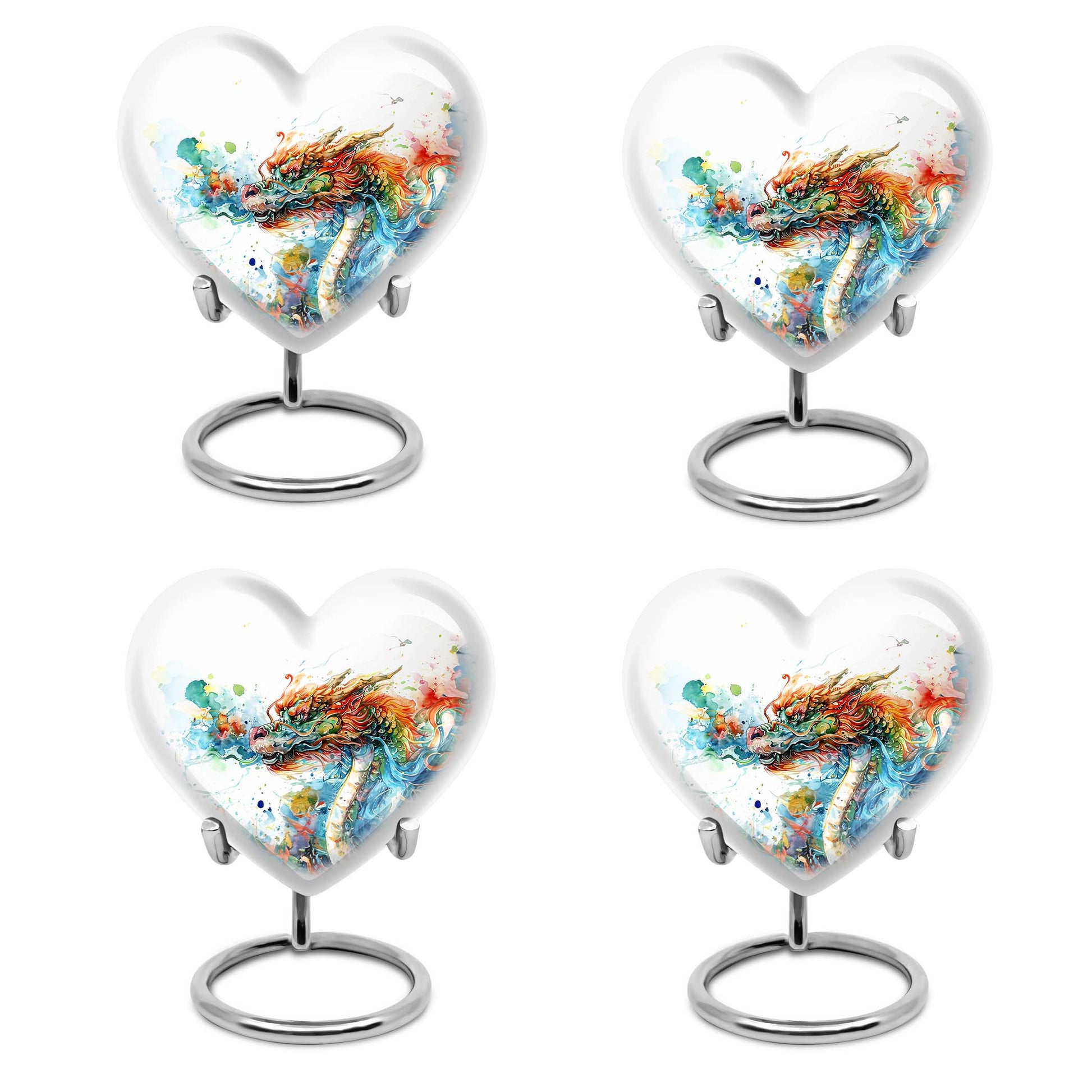 heart-shaped dragon urn