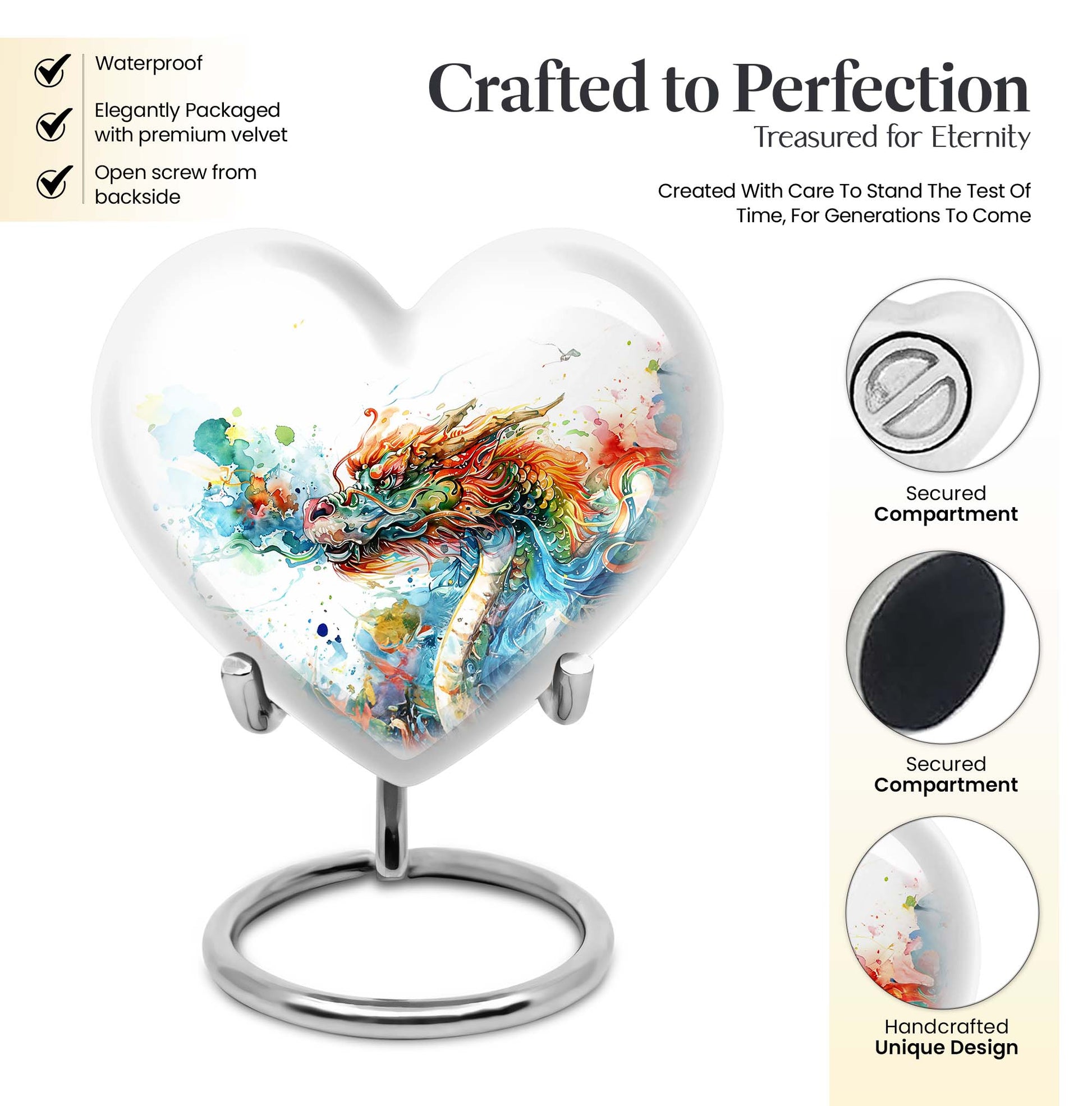 heart-shaped dragon urn