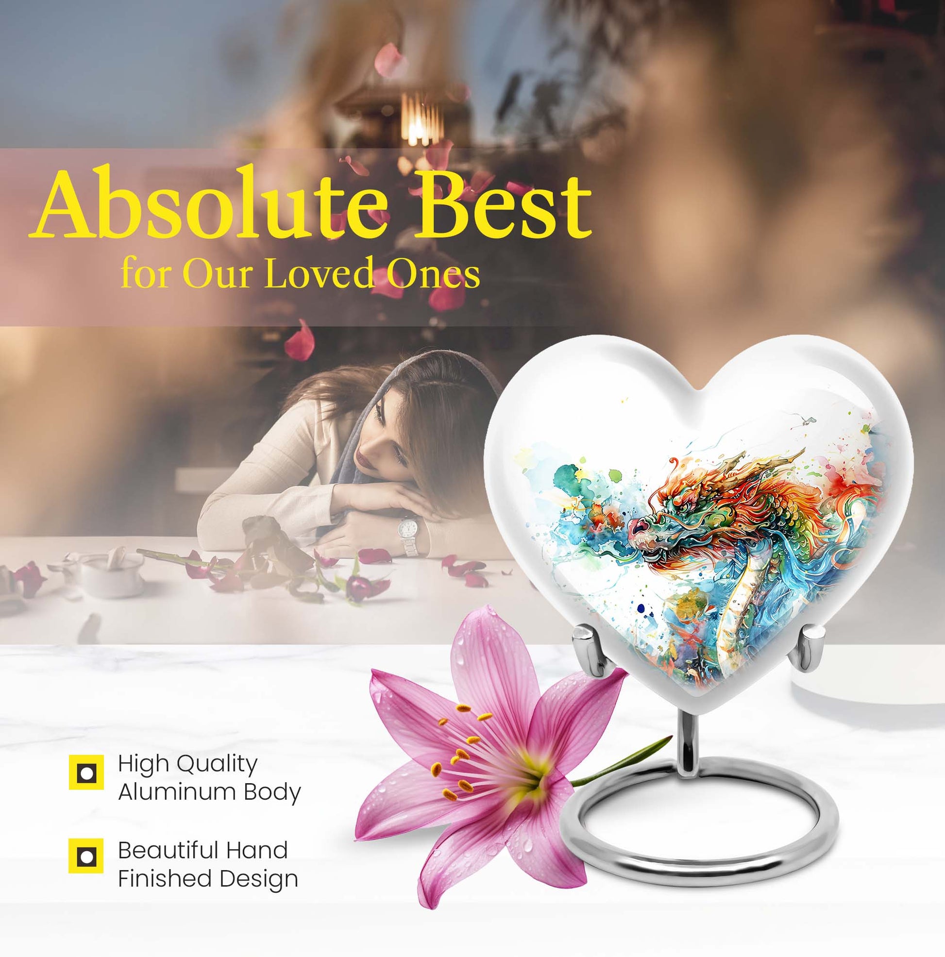heart-shaped dragon urn