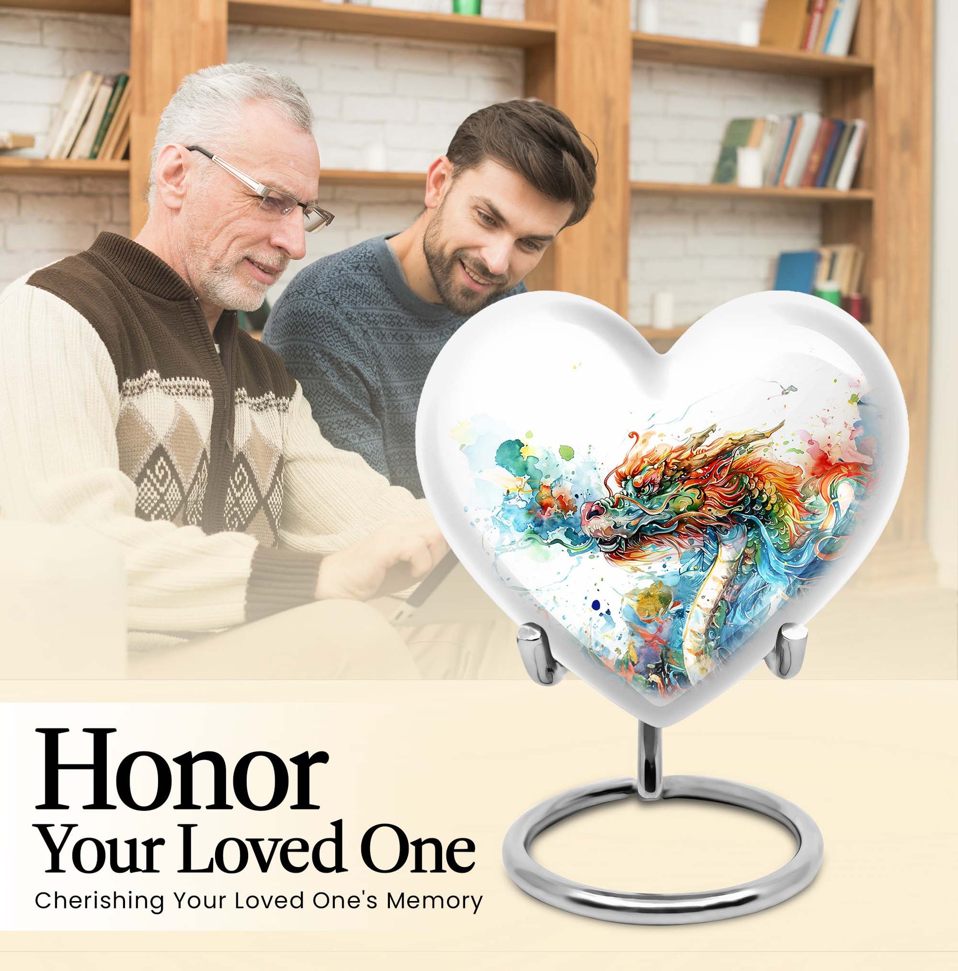 heart-shaped dragon urn