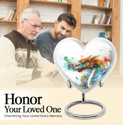 heart-shaped dragon urn