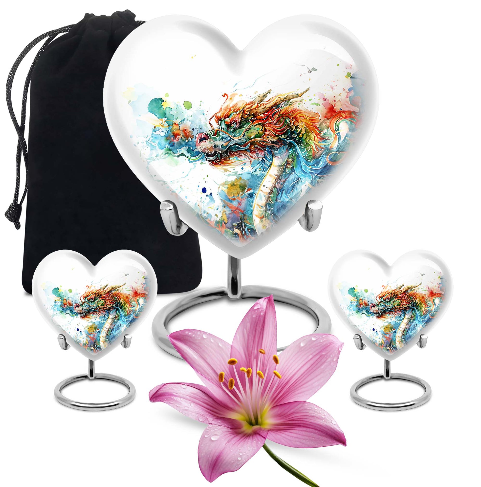 heart-shaped dragon urn