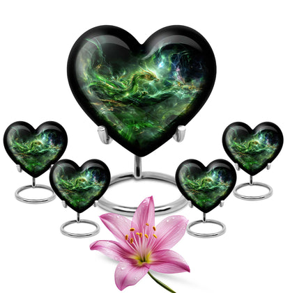 Heart-shaped 10-inch Dragon Urn for cremation and burial, 