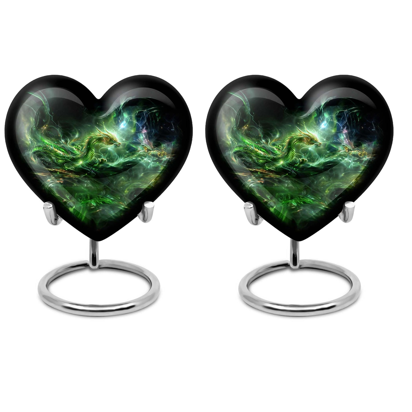 Heart-shaped 10-inch Dragon Urn for cremation and burial, 