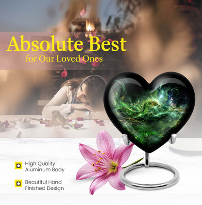 Heart-shaped 10-inch Dragon Urn for cremation and burial, 