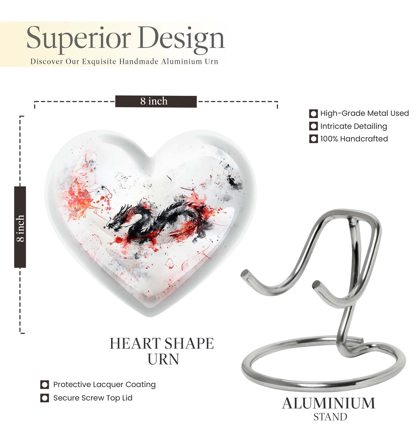 abstract heart design dragon Urn