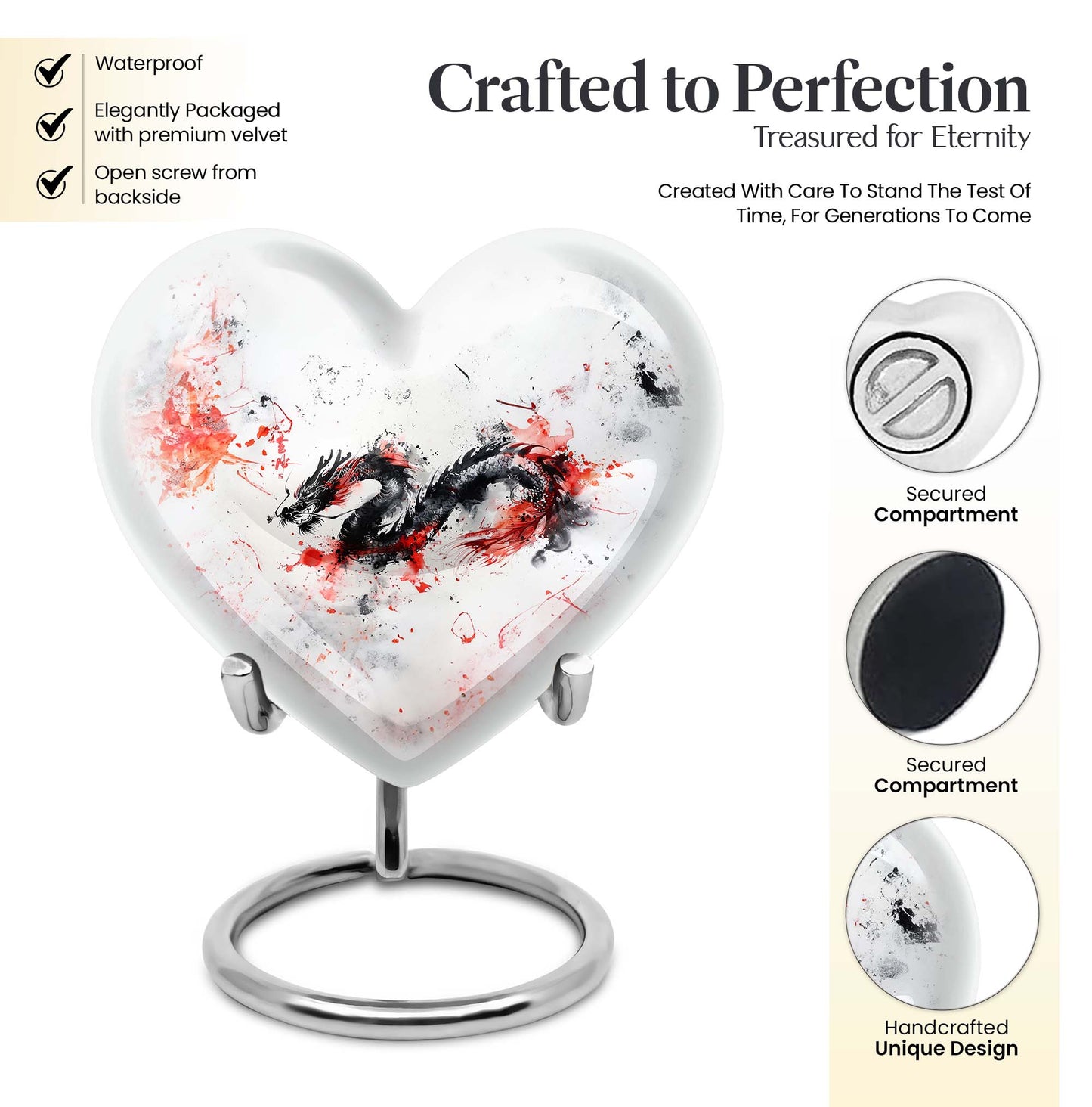 abstract heart design dragon Urn