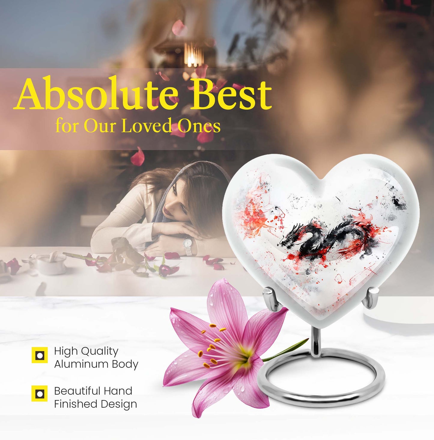 abstract heart design dragon Urn
