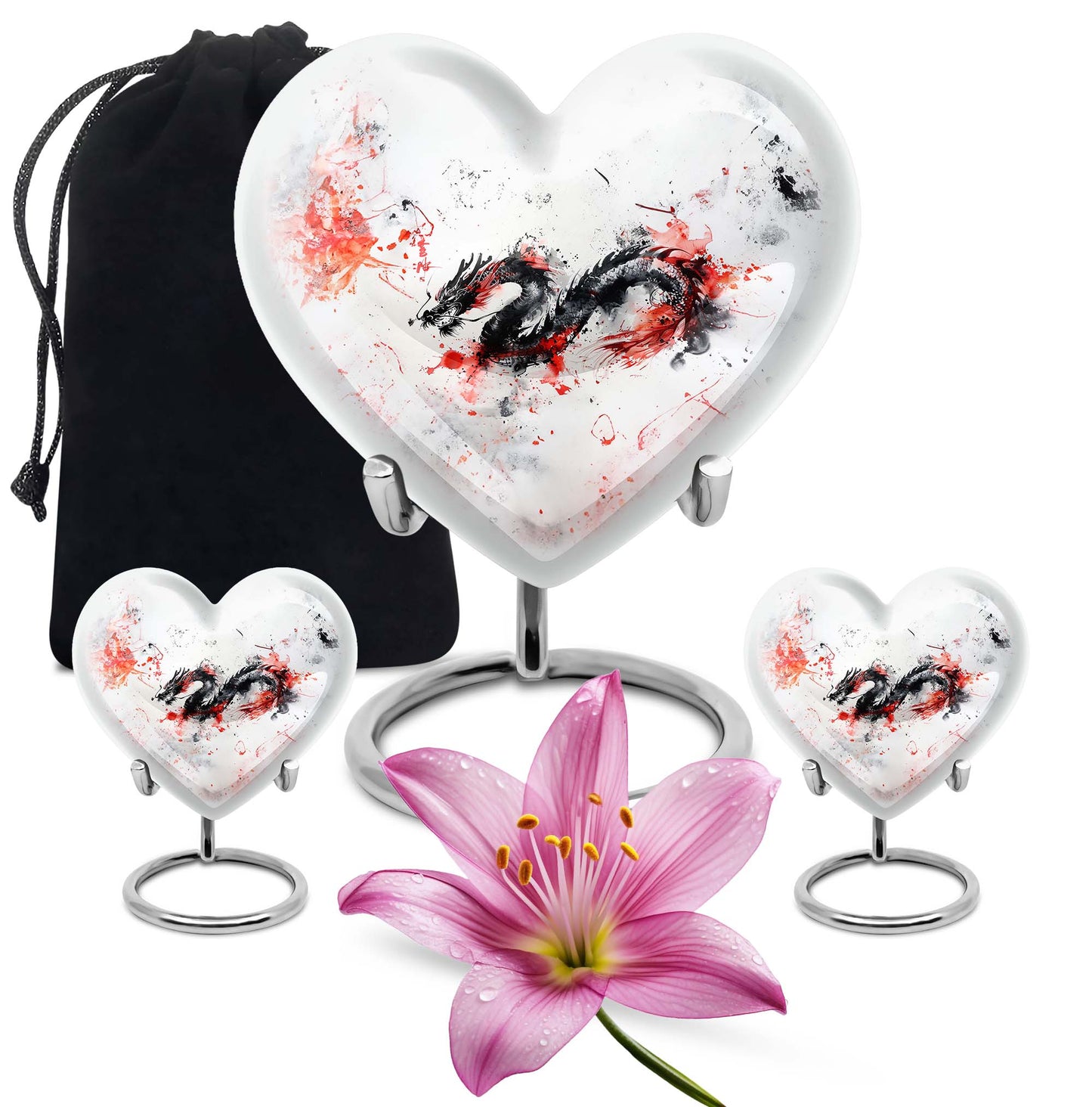 abstract heart design dragon Urn