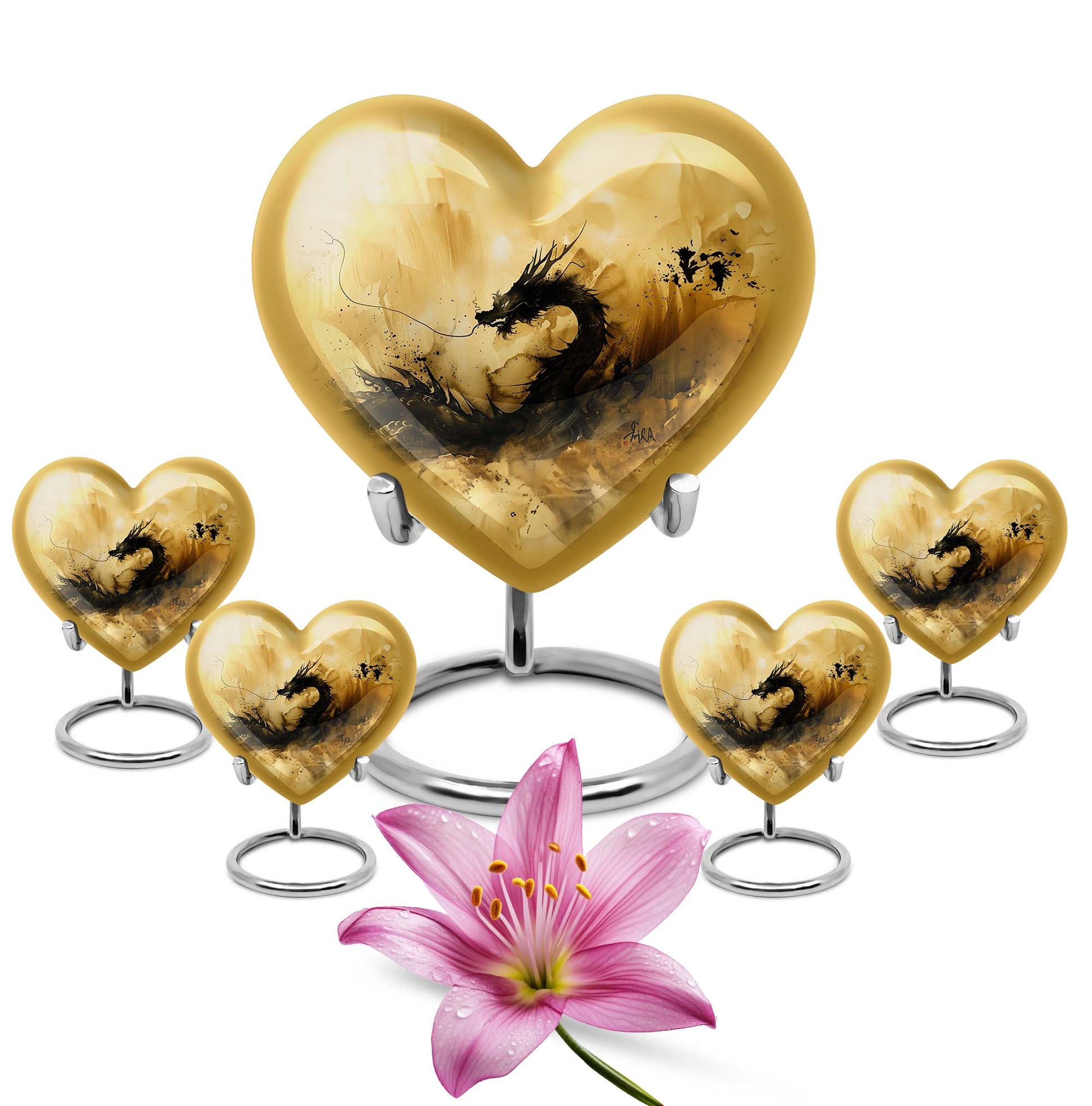 heart shaped dragon urn for cremation ashes.