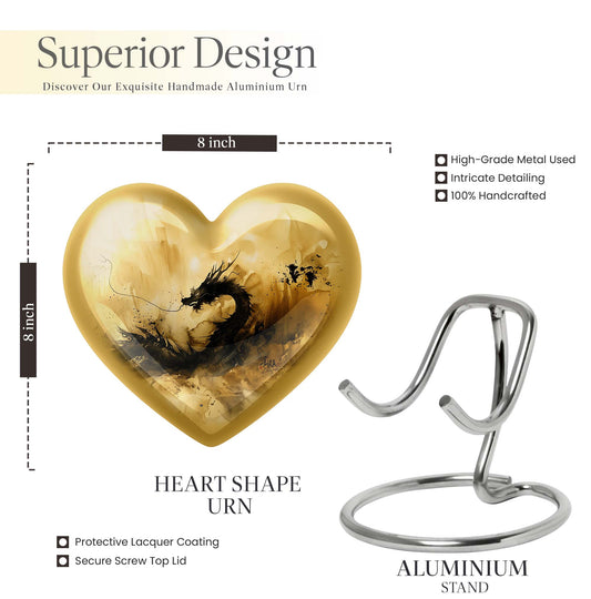 heart shaped dragon urn for cremation ashes.