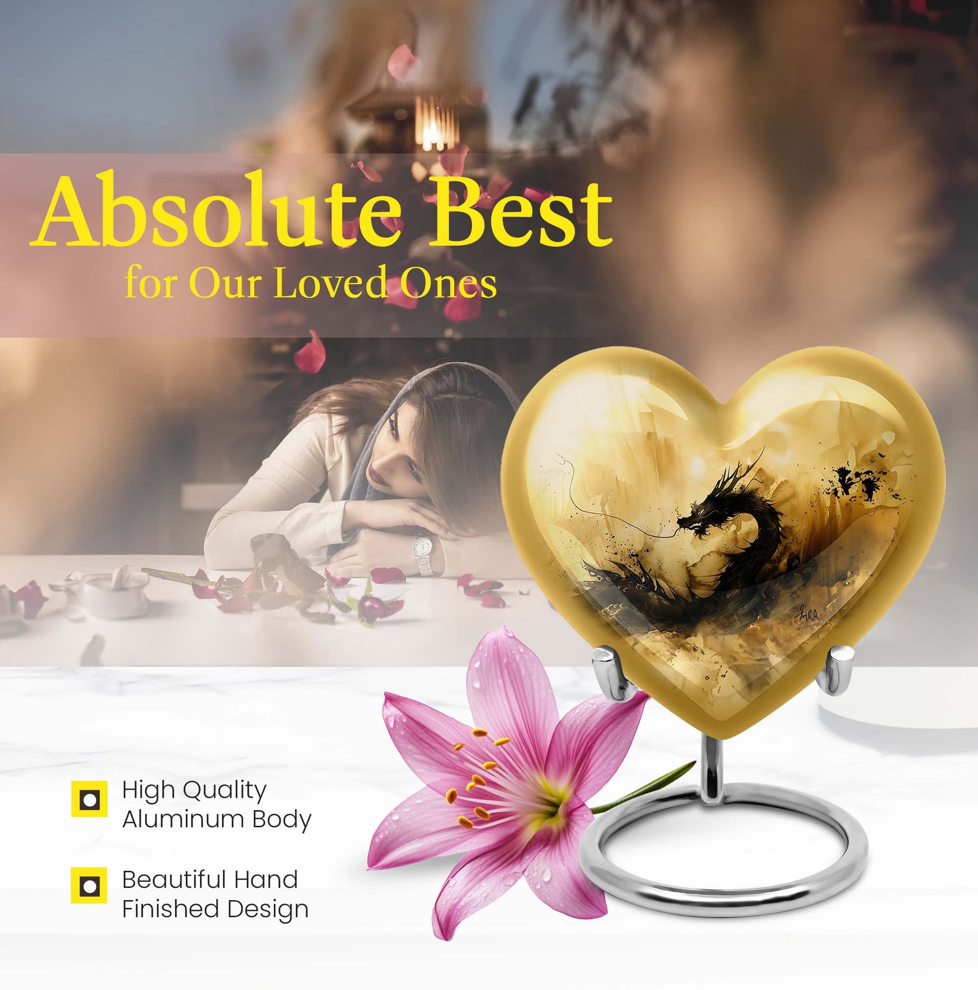 heart shaped dragon urn for cremation ashes.