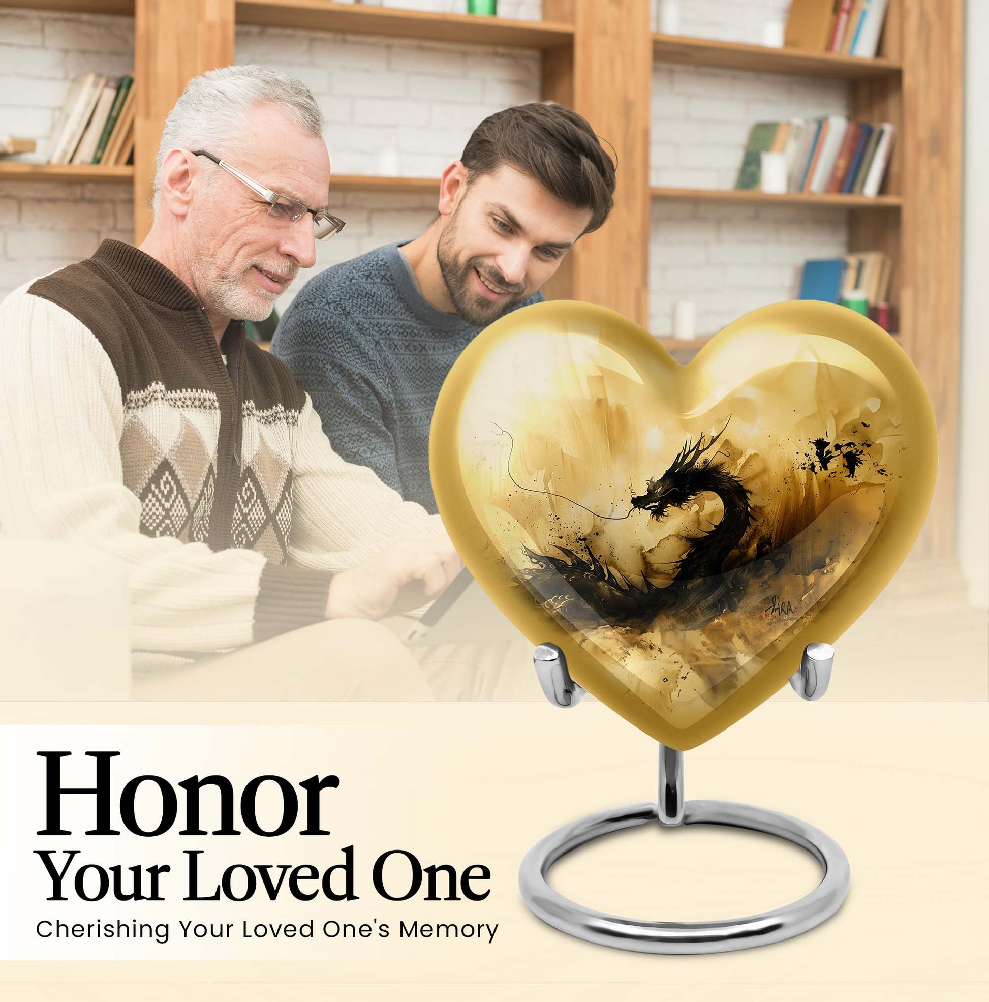 heart shaped dragon urn for cremation ashes.